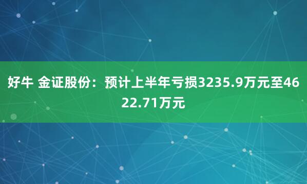 好牛 金证股份：预计上半年亏损3235.9万元至4622.71万元